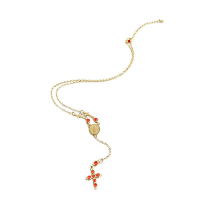 Vintage Style Gold Cross Necklace For Women In Copper With Zircon Inlay And Cable Chain