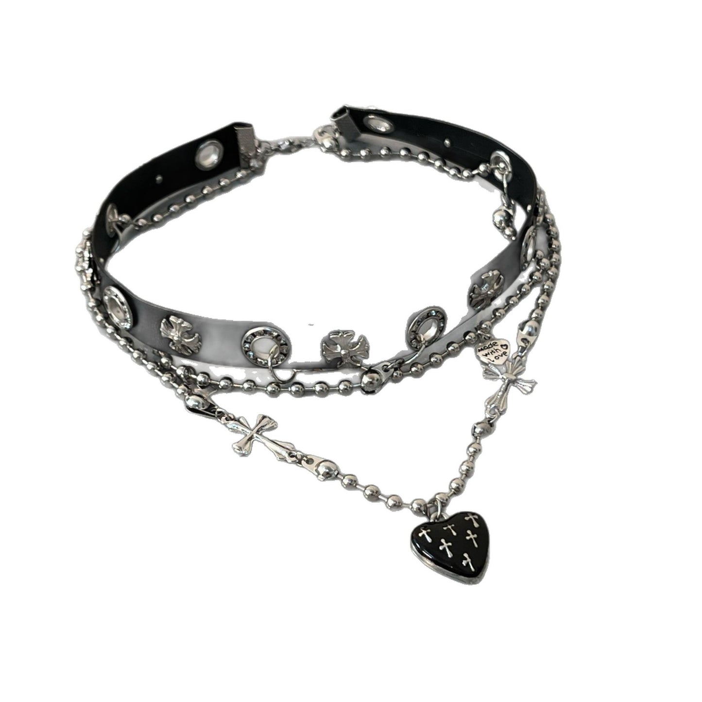 Punk Cross Choker Necklace For Women With Leather Rope Chain And Alloy Pendant In PU Leather
