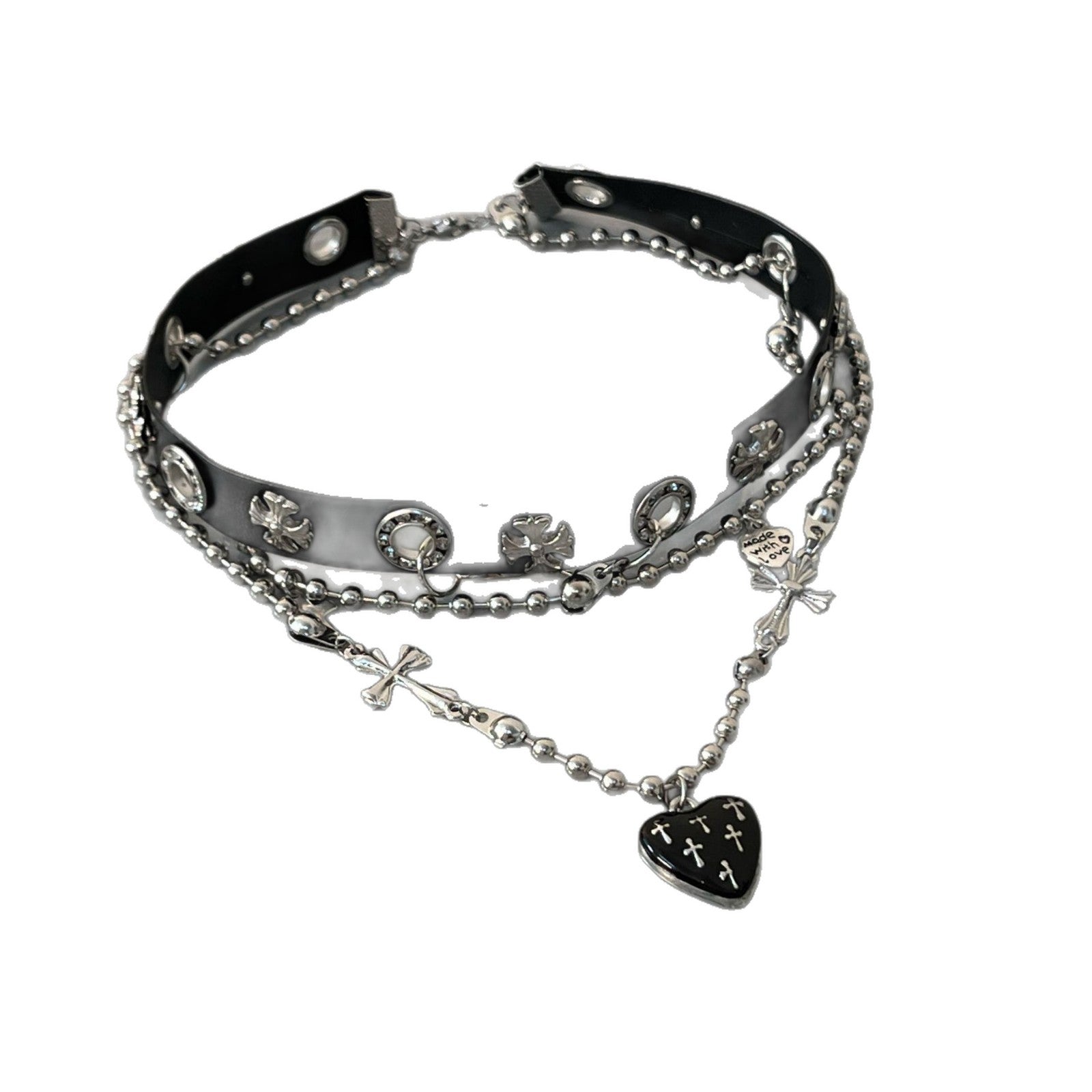 Punk Cross Choker Necklace For Women With Leather Rope Chain And Alloy Pendant In PU Leather