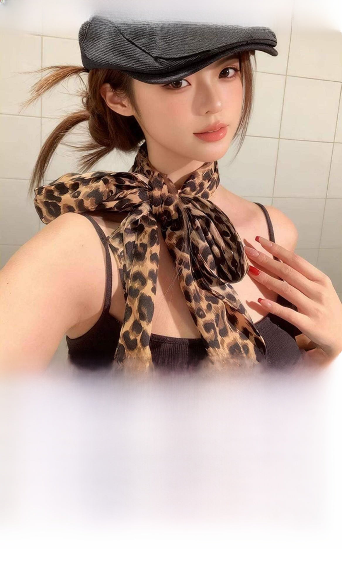 Retro Leopard Print Waist Chain Belt For Women In Coffer Cotton Material