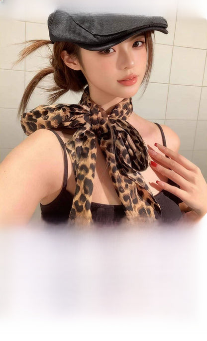 Retro Leopard Print Waist Chain Belt For Women In Coffer Cotton Material