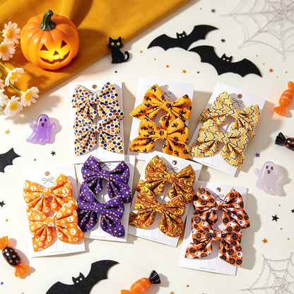 Halloween Pattern Cloth Hairpin For Kids, Festive Hair Accessory Perfect For Halloween