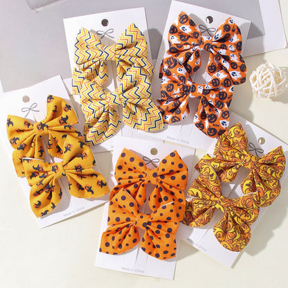 Halloween Pattern Cloth Hairpin For Kids, Festive Hair Accessory Perfect For Halloween