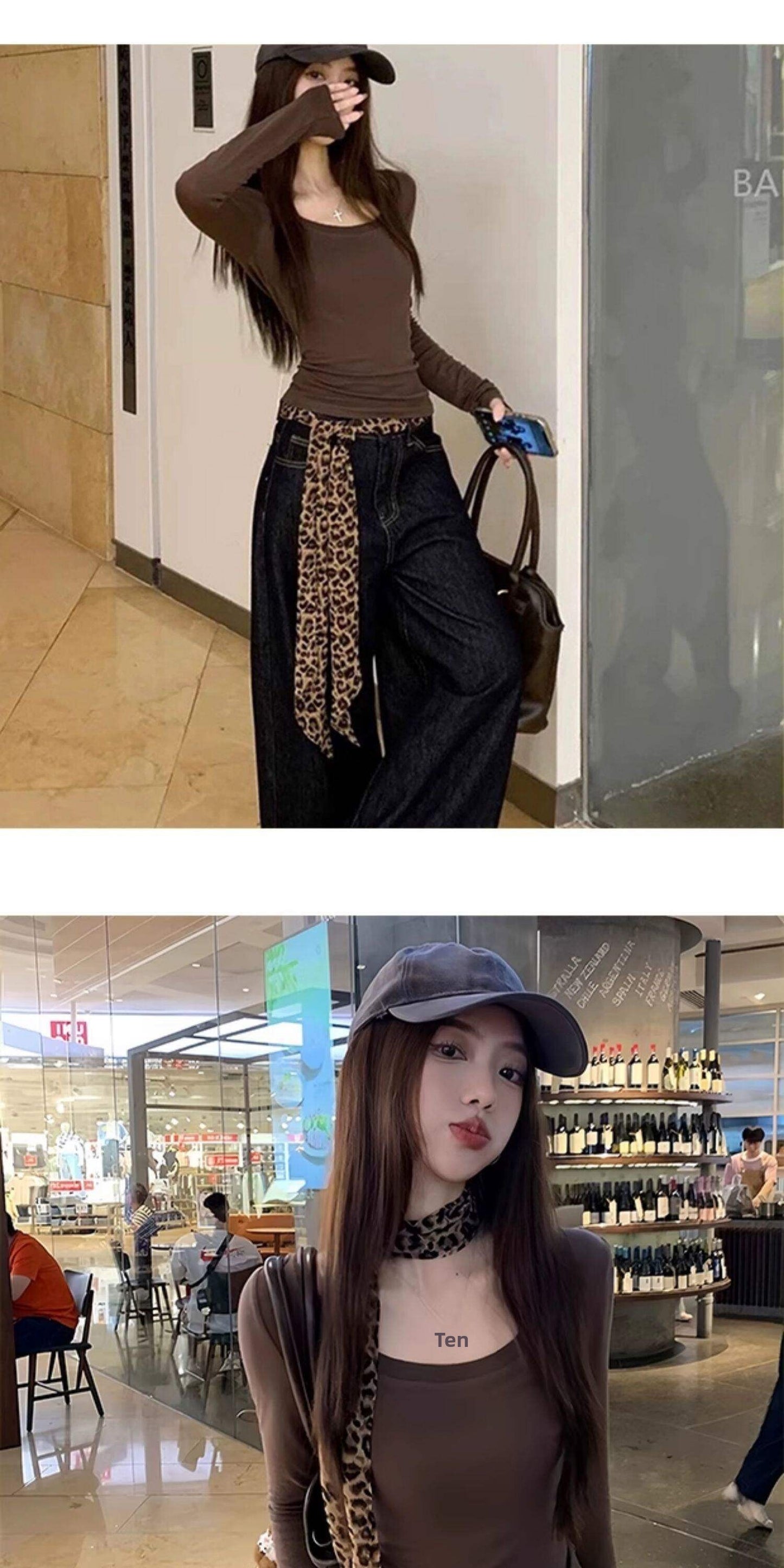 Retro Leopard Print Waist Chain Belt For Women In Coffer Cotton Material