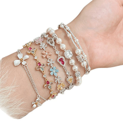 Luxurious Pearl Bracelet For Women With Copper Chain And Zircon Inlay Featuring Electroplated Gold Plating