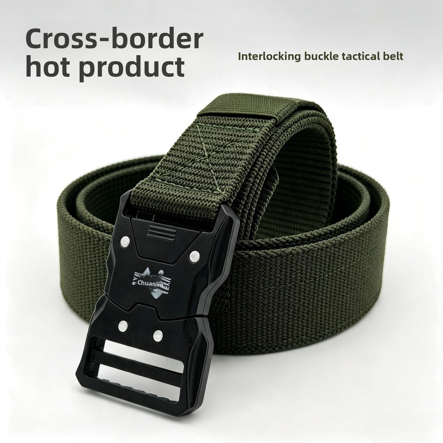 Cowboy Style Tactical Belt With Plastic Buckle, Made Of Braided Polyester In Dyed Black