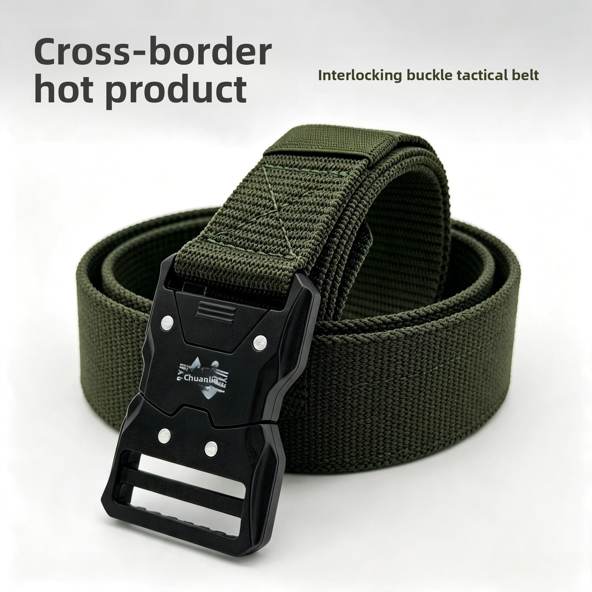 Cowboy Style Tactical Belt With Plastic Buckle, Made Of Braided Polyester In Dyed Black