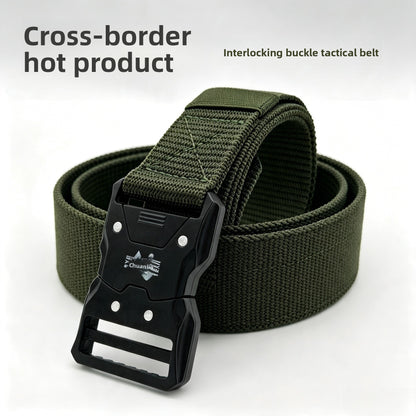Cowboy Style Tactical Belt With Plastic Buckle, Made Of Braided Polyester In Dyed Black
