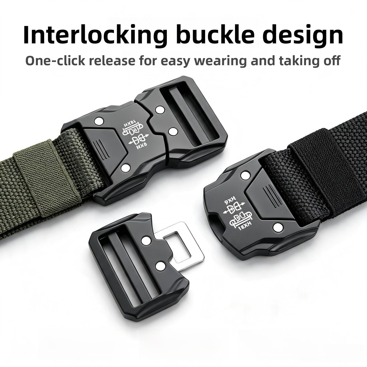 Cowboy Style Tactical Belt With Plastic Buckle, Made Of Braided Polyester In Dyed Black