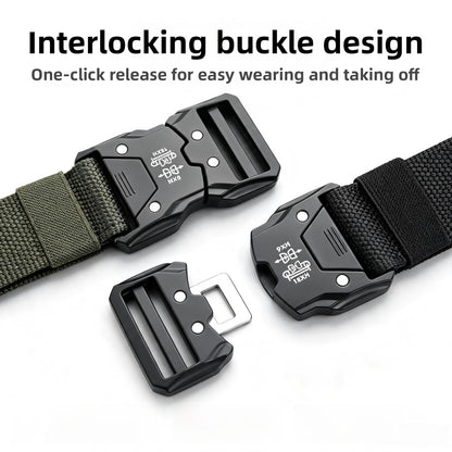 Cowboy Style Tactical Belt With Plastic Buckle, Made Of Braided Polyester In Dyed Black