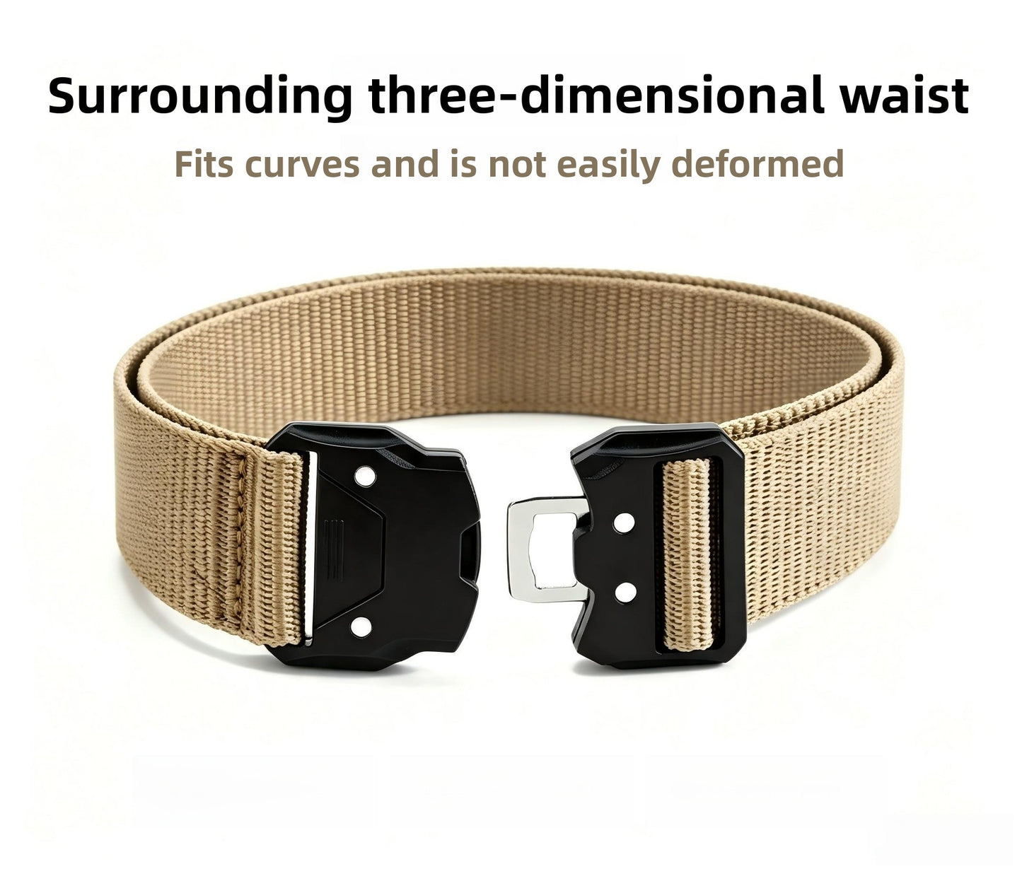 Cowboy Style Tactical Belt With Plastic Buckle, Made Of Braided Polyester In Dyed Black