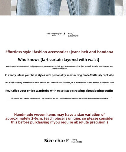 Stripe Triangle Scarf For Women In Ethnic Style, Made Of Polyester, White Color, Perfect For Autumn