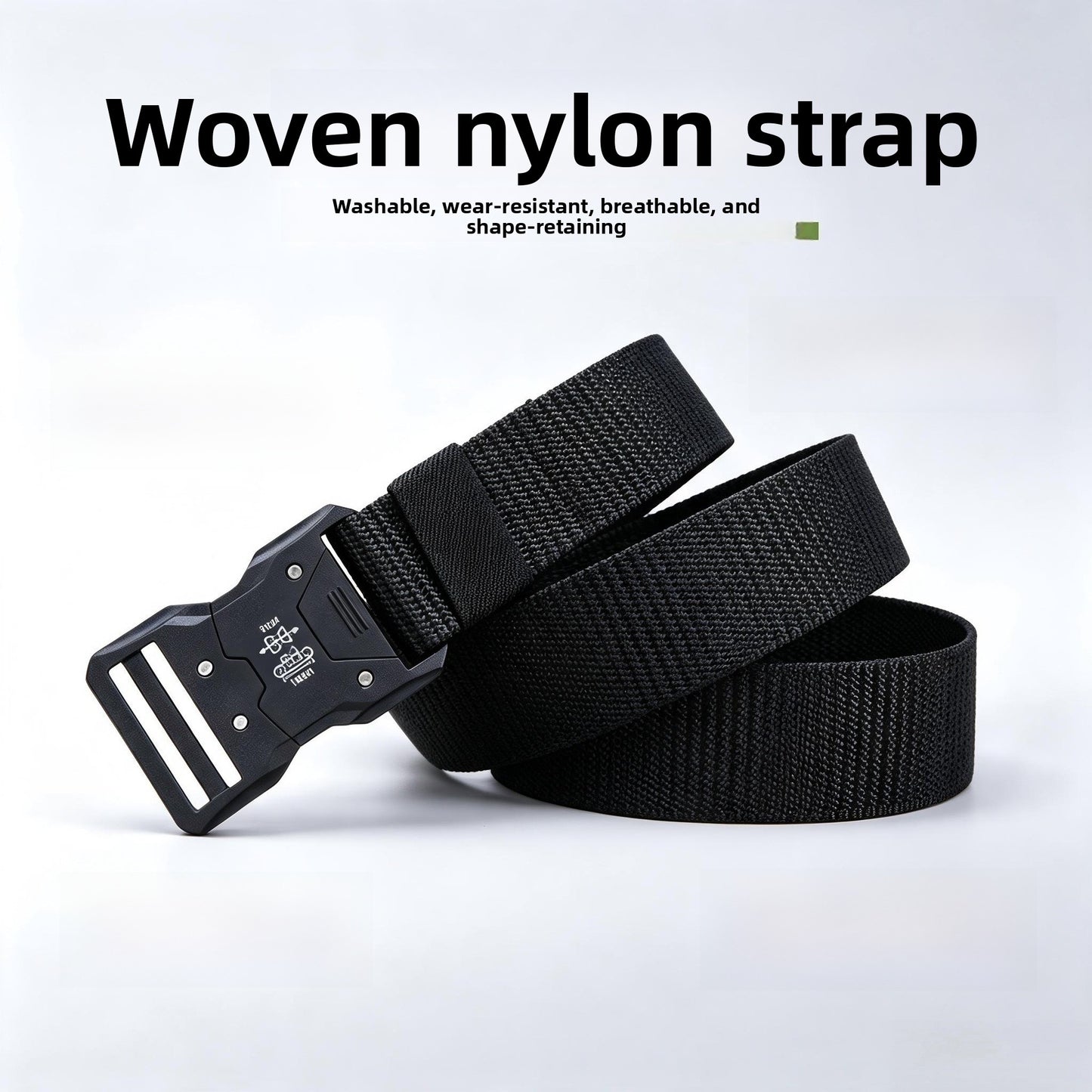 Cowboy Style Tactical Belt With Plastic Buckle, Made Of Braided Polyester In Dyed Black