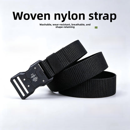 Cowboy Style Tactical Belt With Plastic Buckle, Made Of Braided Polyester In Dyed Black