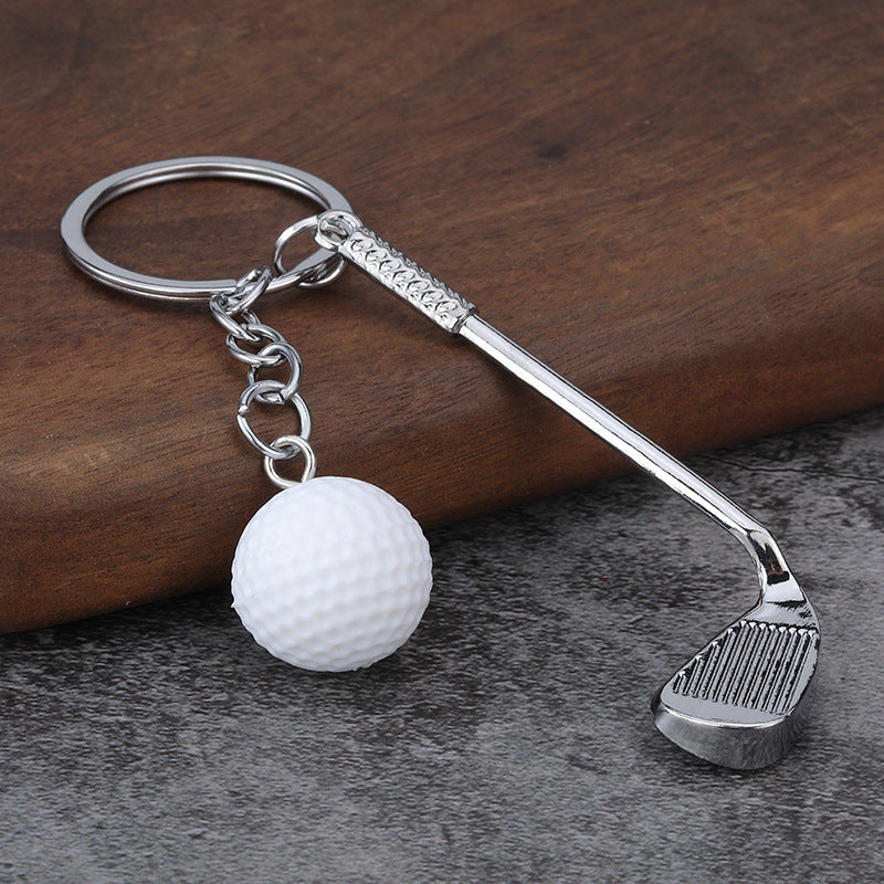 Christmas Golf Key Chain In White Featuring Durable Zinc Alloy Material