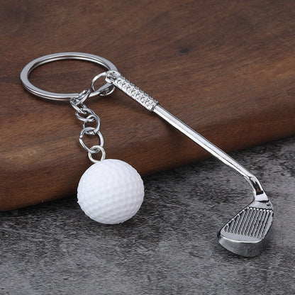Christmas Golf Key Chain In White Featuring Durable Zinc Alloy Material