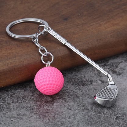 Christmas Golf Key Chain In White Featuring Durable Zinc Alloy Material