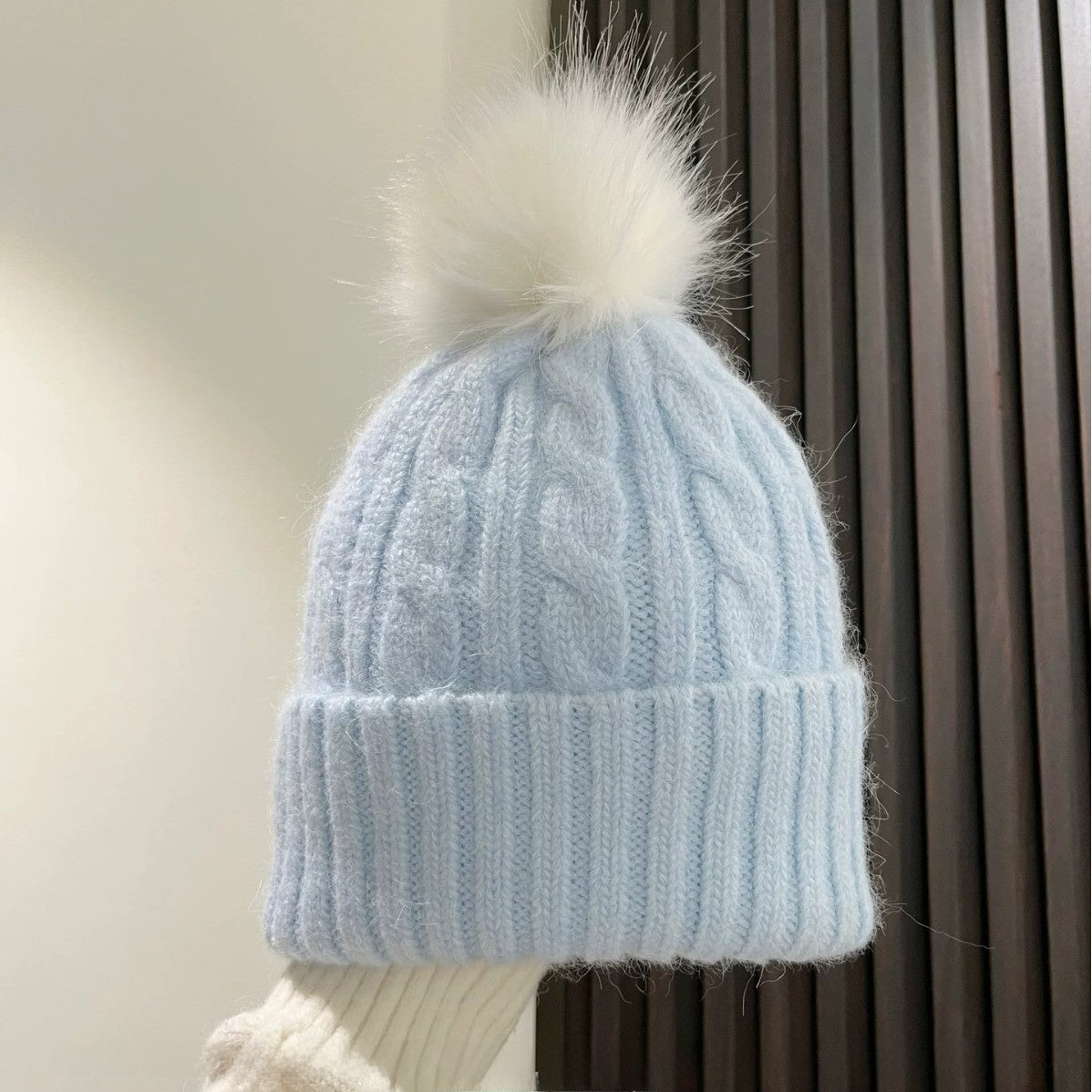 Warm Sweet Stripe Wool Cap Brimless Hat For Adults Featuring Cotton Material With Braid Craftsmanship