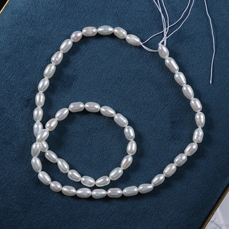 Handmade DIY Loose Freshwater Pearls Featuring Natural White 4-5mm Rice-Shaped Pearls For Jewelry Making