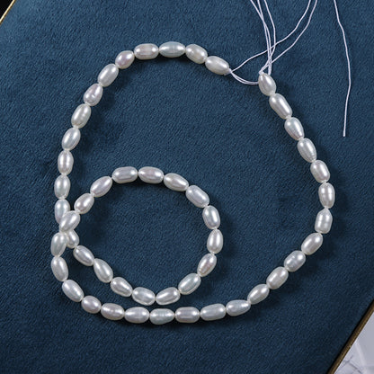 Handmade DIY Loose Freshwater Pearls Featuring Natural White 4-5mm Rice-Shaped Pearls For Jewelry Making