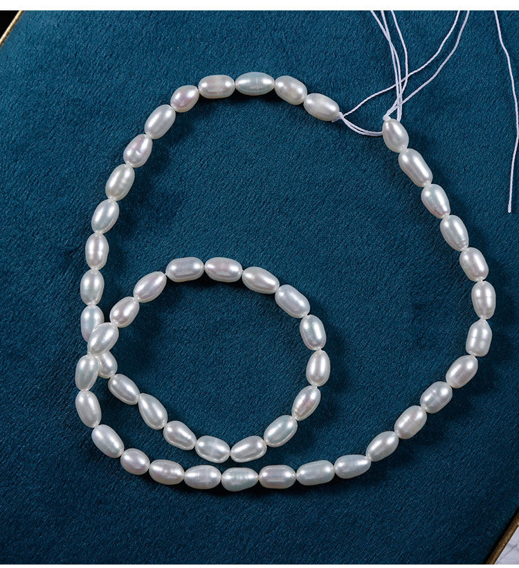 Handmade DIY Loose Freshwater Pearls Featuring Natural White 4-5mm Rice-Shaped Pearls For Jewelry Making