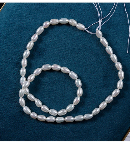 Handmade DIY Loose Freshwater Pearls Featuring Natural White 4-5mm Rice-Shaped Pearls For Jewelry Making