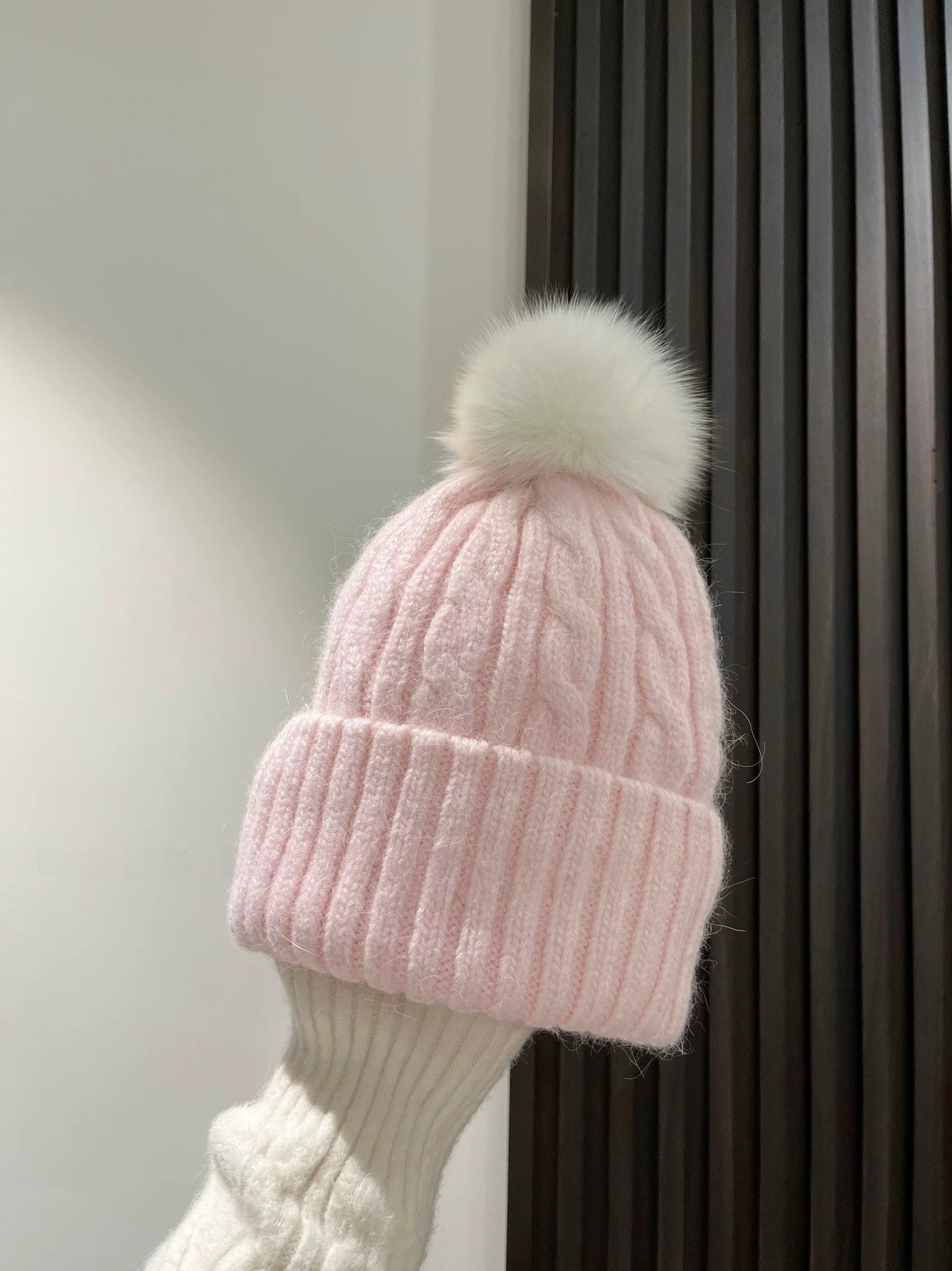 Warm Sweet Stripe Wool Cap Brimless Hat For Adults Featuring Cotton Material With Braid Craftsmanship
