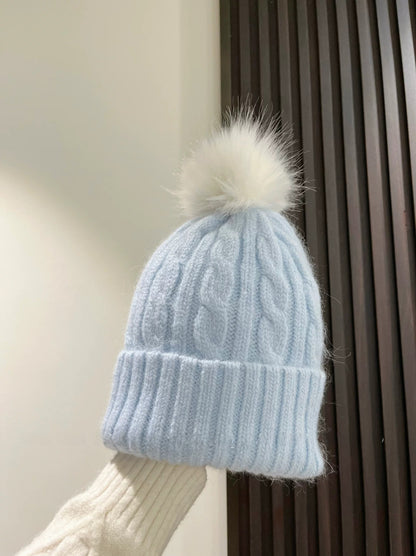 Warm Sweet Stripe Wool Cap Brimless Hat For Adults Featuring Cotton Material With Braid Craftsmanship