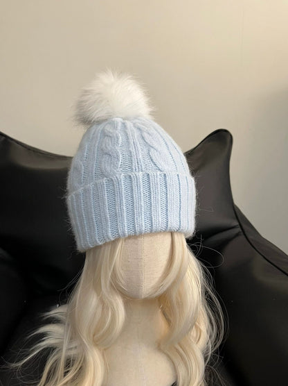 Warm Sweet Stripe Wool Cap Brimless Hat For Adults Featuring Cotton Material With Braid Craftsmanship