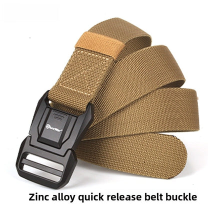 Men's Tactical Belt With Aluminum Braid Surface And Zinc Alloy Buckle In Dyed Black