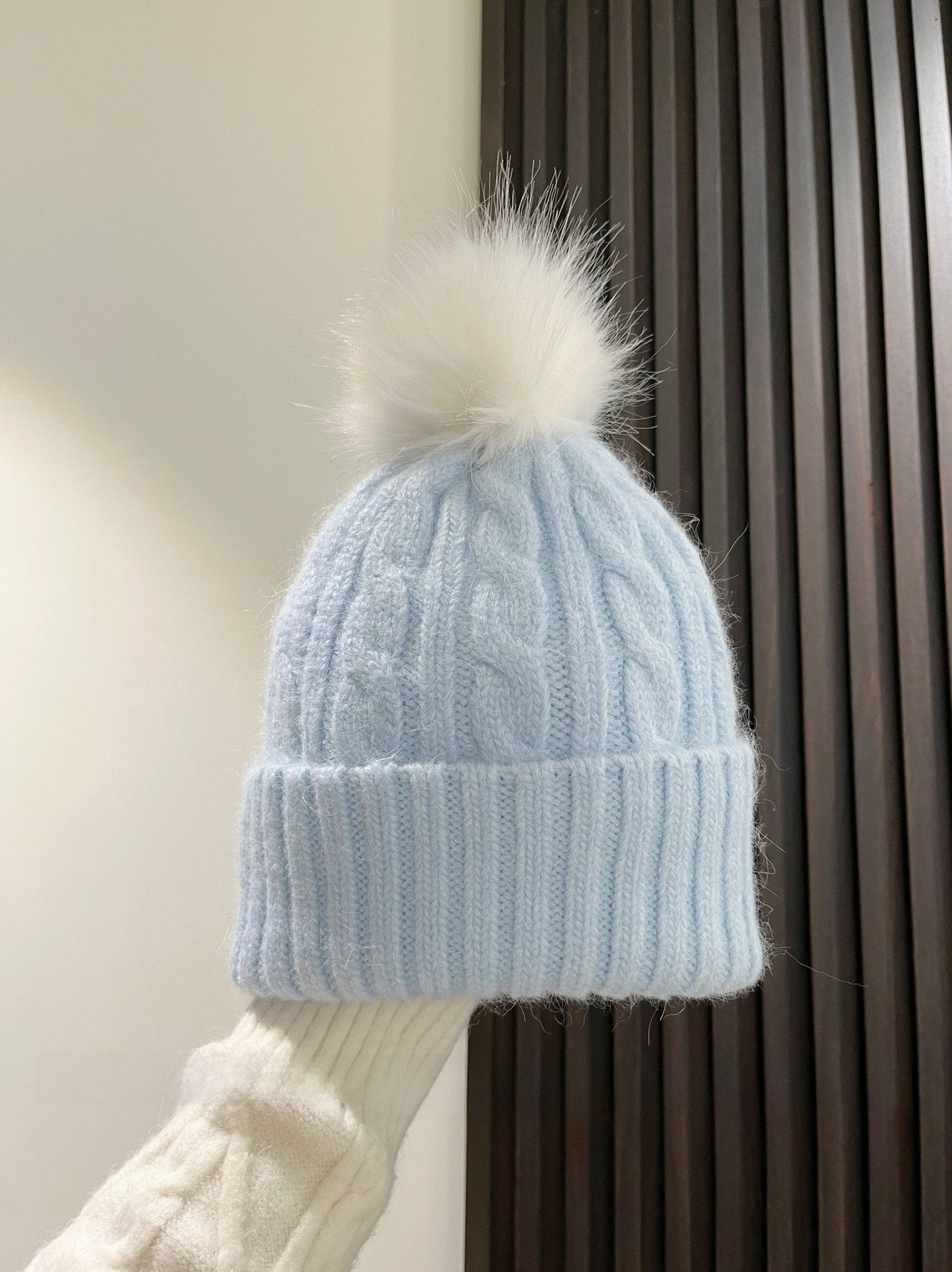 Warm Sweet Stripe Wool Cap Brimless Hat For Adults Featuring Cotton Material With Braid Craftsmanship