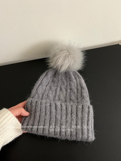 Warm Sweet Stripe Wool Cap Brimless Hat For Adults Featuring Cotton Material With Braid Craftsmanship