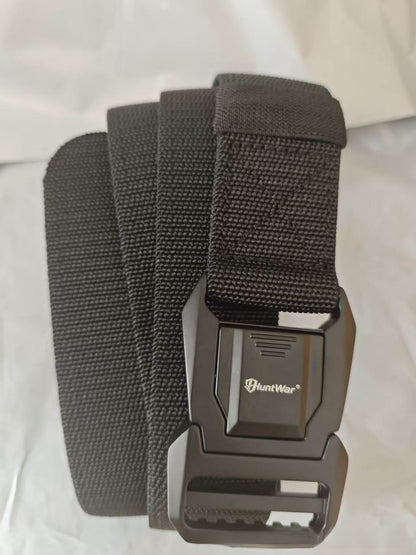 Men's Tactical Belt With Aluminum Braid Surface And Zinc Alloy Buckle In Dyed Black
