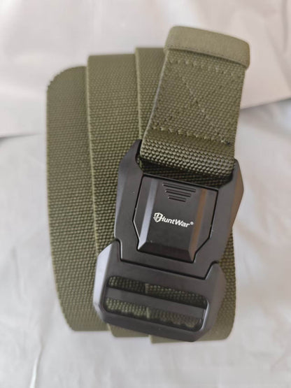 Men's Tactical Belt With Aluminum Braid Surface And Zinc Alloy Buckle In Dyed Black