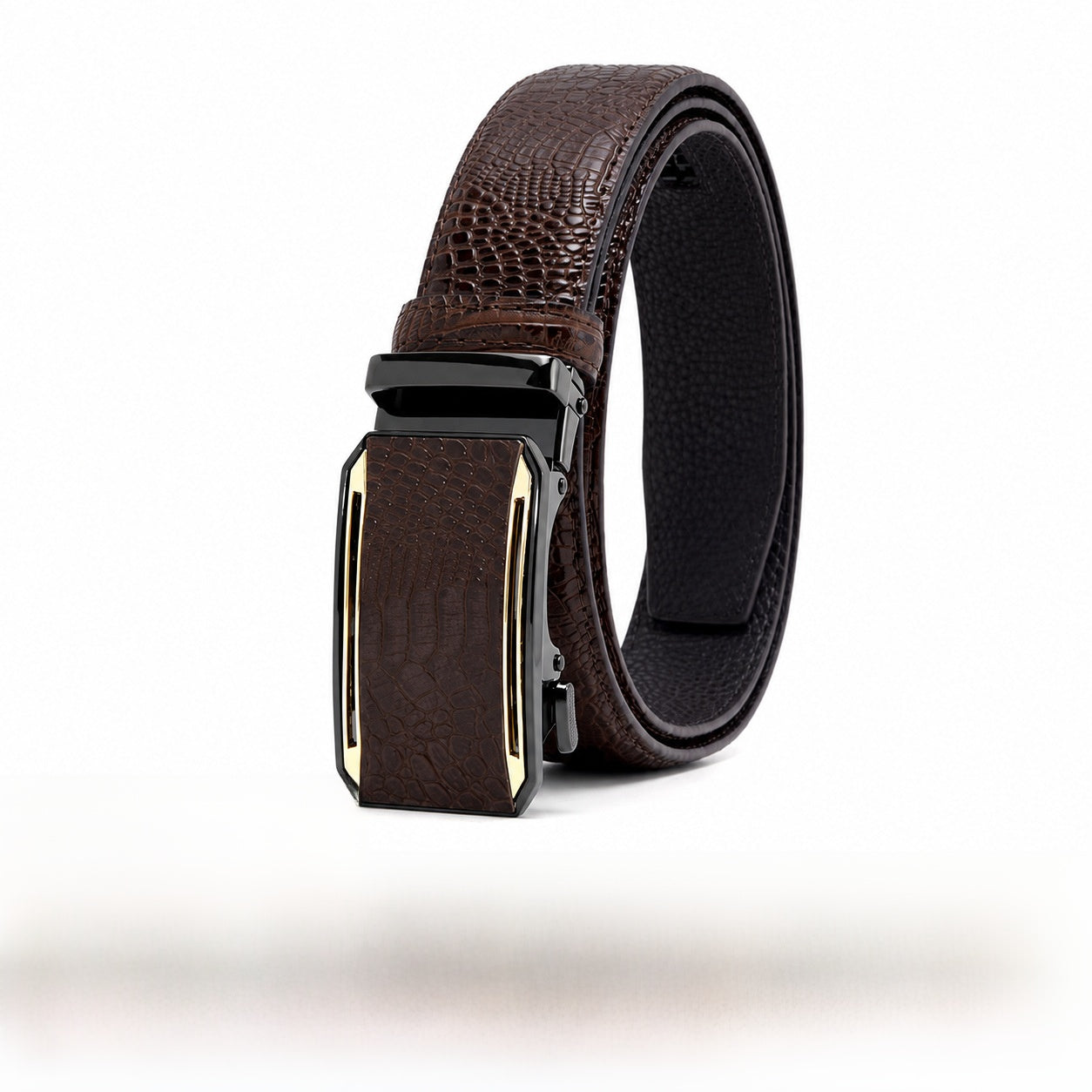 Crocodile Genuine Leather Men's Business Belt With Alloy Automatic Buckle (No-Hole) For A Stylish Look