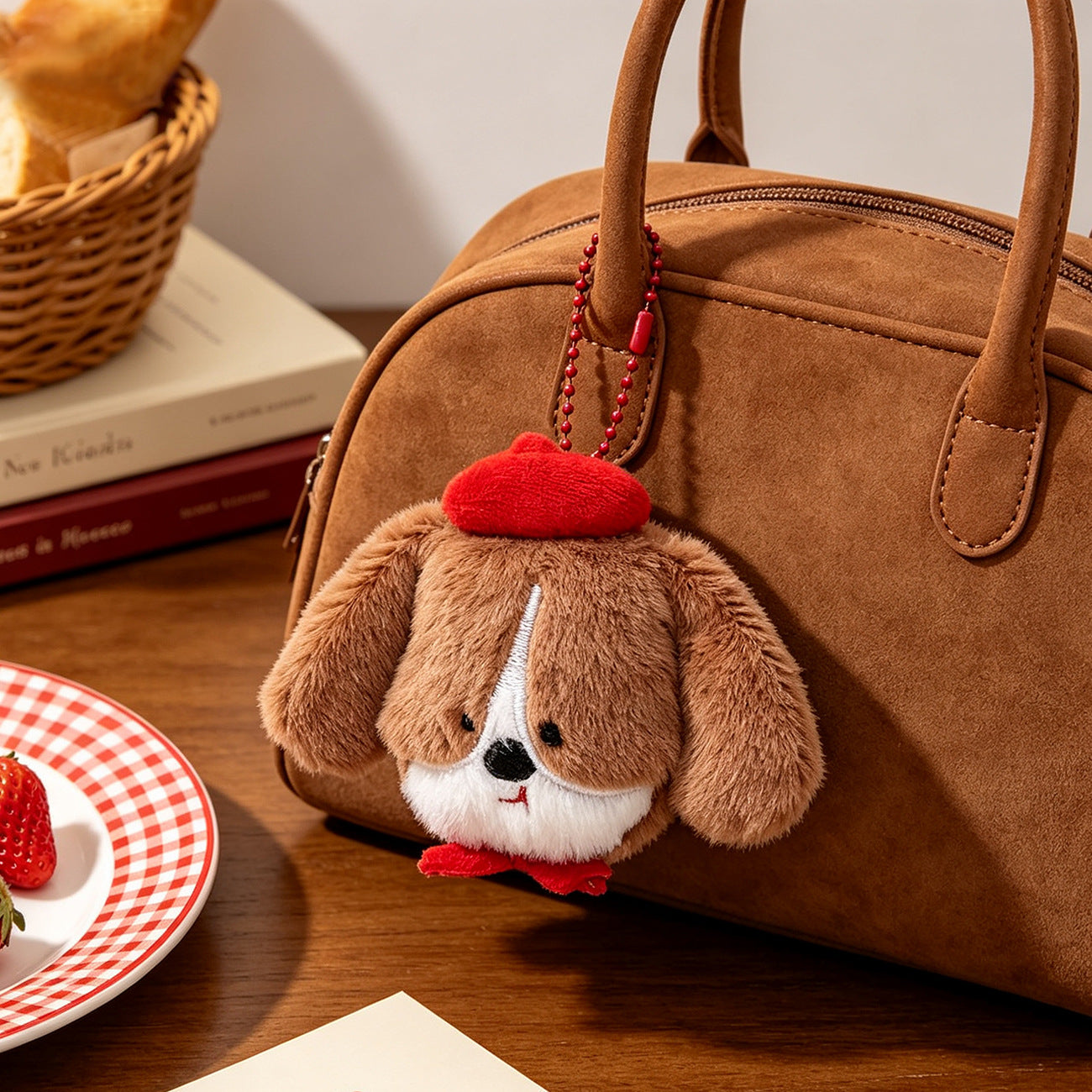 Christmas Dog Plush Bag Charm Key Chain, Soft And Cute Accessory For Bags