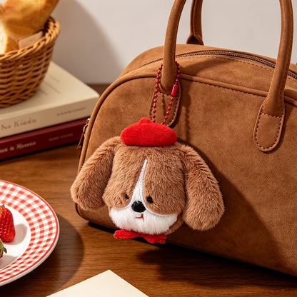 Christmas Dog Plush Bag Charm Key Chain, Soft And Cute Accessory For Bags