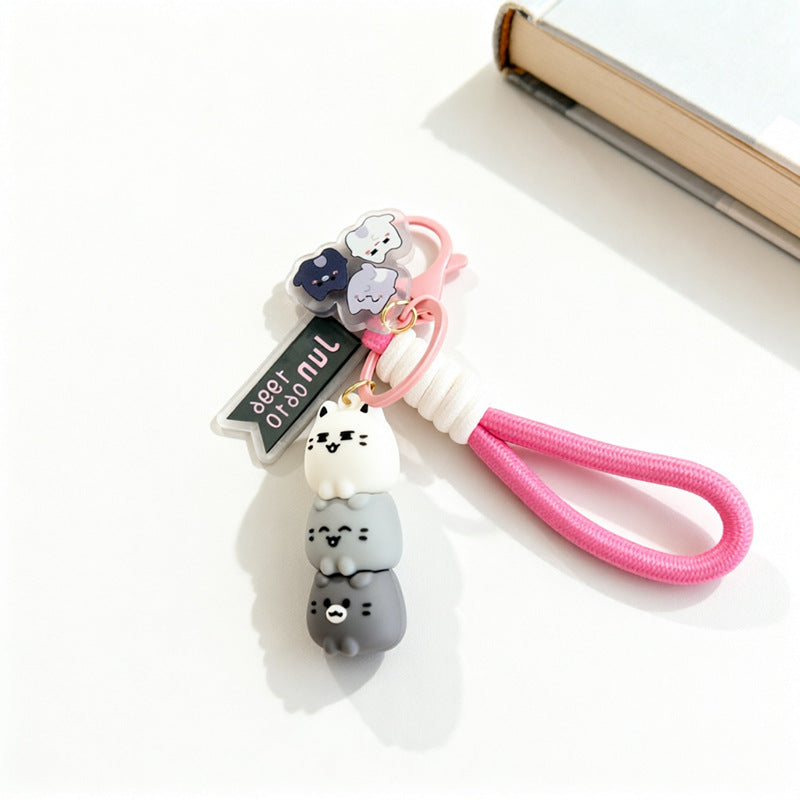 3 Pieces Set Cartoon Style Silica Gel Key Chains For New Year, Perfect Graduation Gift