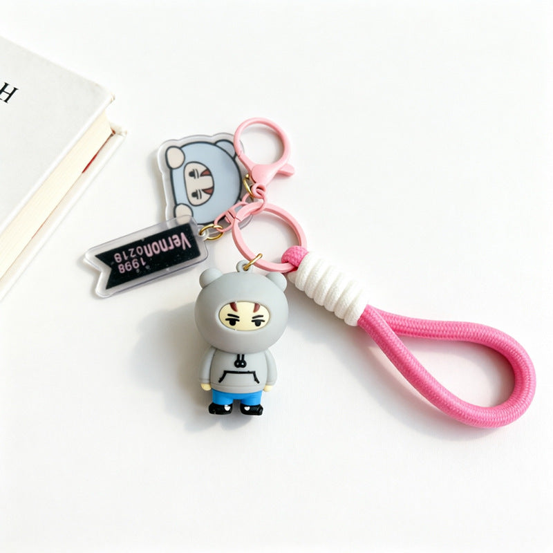 3 Pieces Set Cartoon Style Silica Gel Key Chains For New Year, Perfect Graduation Gift