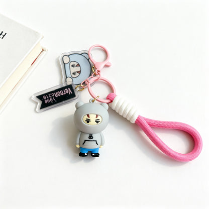 3 Pieces Set Cartoon Style Silica Gel Key Chains For New Year, Perfect Graduation Gift