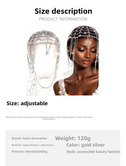 Elegant Tassel Hair Chain Insert Comb With Rhinestones In Silver, Perfect For Spring