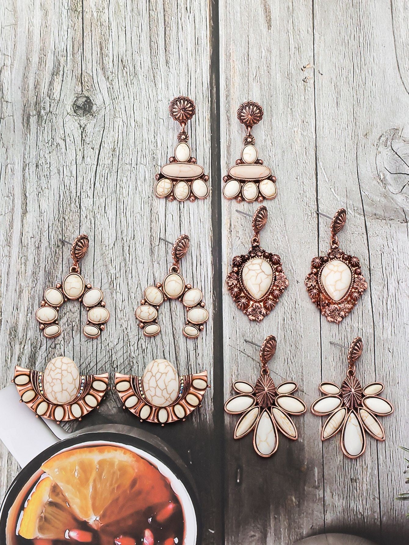 Bohemian Tribal Drop Earrings For Women In Blue Zinc Alloy With Turquoise Inlay