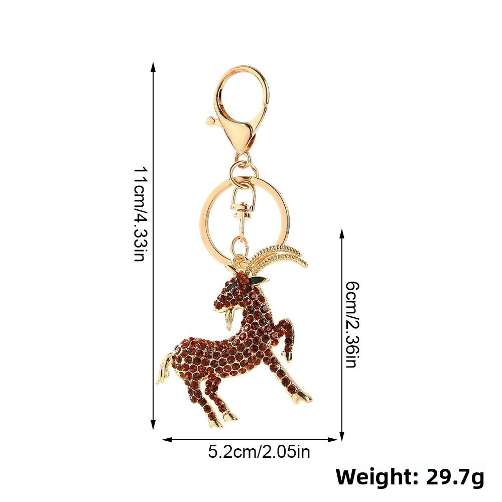 Silver Sheep Key Chain For New Year Featuring Rhinestones In Durable Zinc Alloy