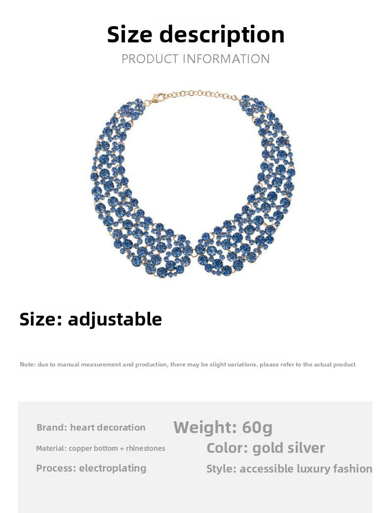 Sparkly Silver Exaggerated Necklace For Women Featuring Alloy Pendant Material With Rhinestone Inlay
