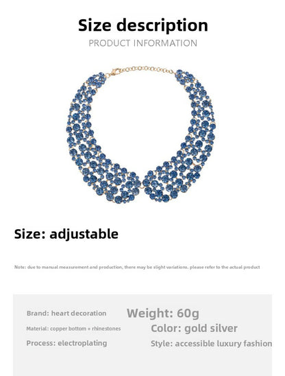 Sparkly Silver Exaggerated Necklace For Women Featuring Alloy Pendant Material With Rhinestone Inlay