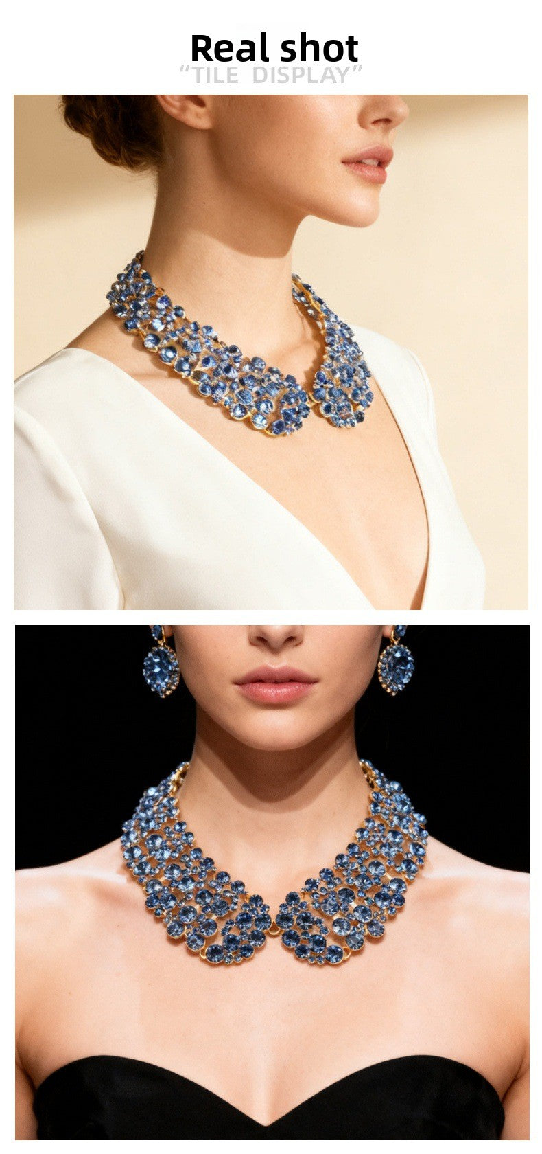 Sparkly Silver Exaggerated Necklace For Women Featuring Alloy Pendant Material With Rhinestone Inlay