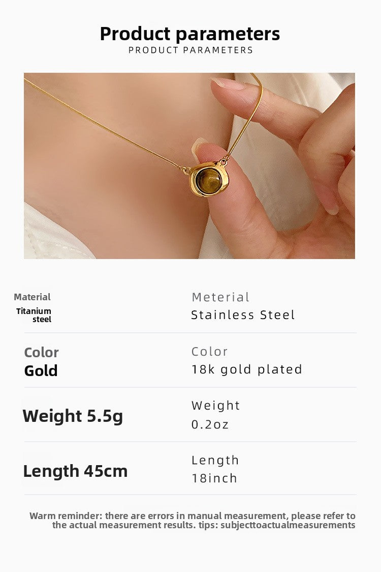 Simple Style Geometric Necklace For Women In 18K Real Gold Plated Titanium Steel With Shell Inlay