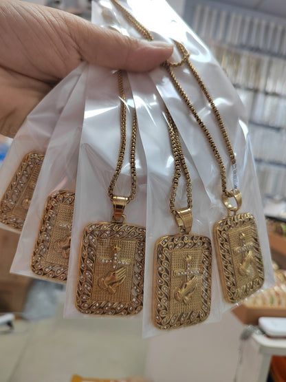 Hip-Hop Hand Pendant In Gold Titanium Steel With Rhinestones, Waterproof Non Tarnish