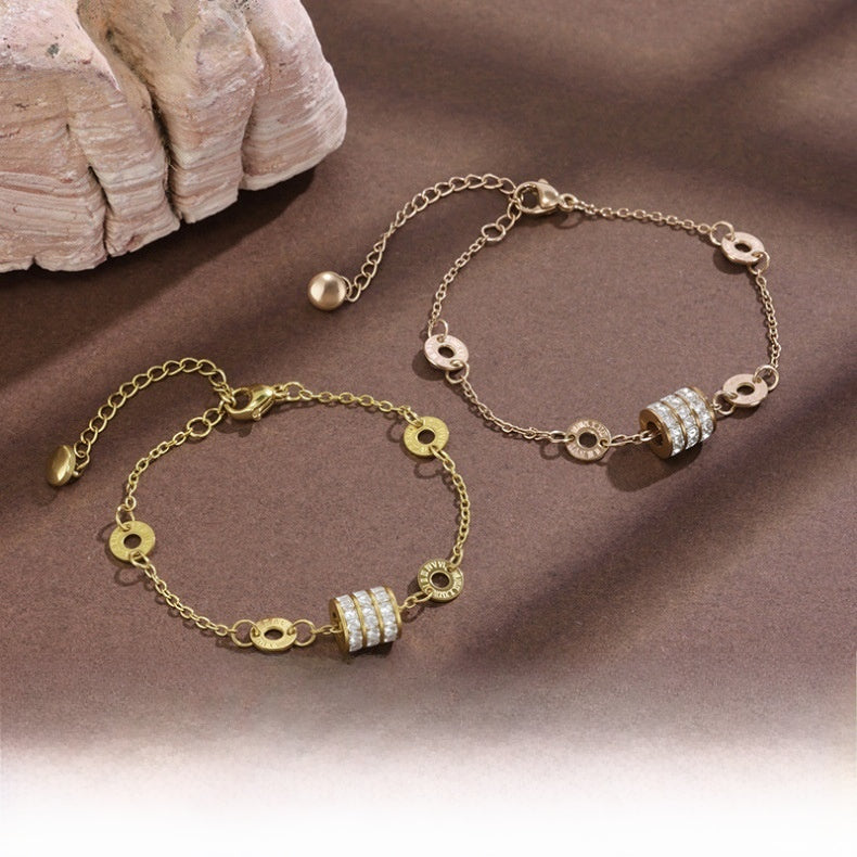 Titanium Steel Bracelet For Women With Rose Gold PVD Coating