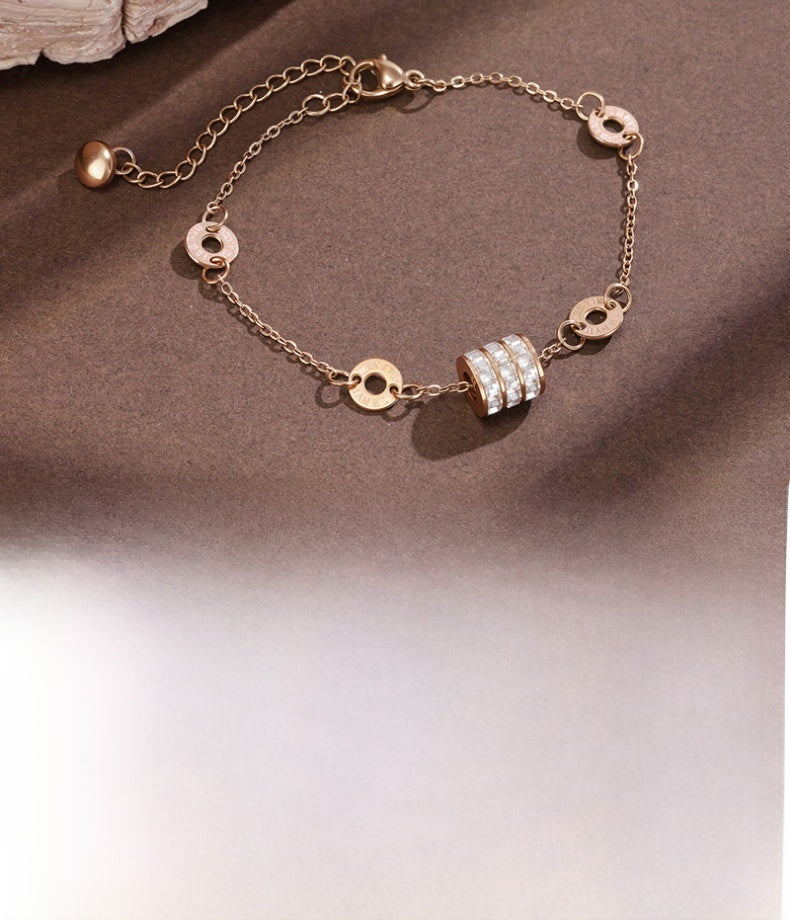 Titanium Steel Bracelet For Women With Rose Gold PVD Coating